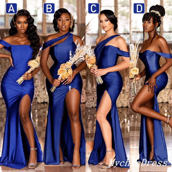 Royal Blue Satin Bridesmaid Dresses Mismatched Sweetheart Satin Dresse Royal Blue Satin Bridesmaid Dresses Mismatched Sweetheart Satin Dresse