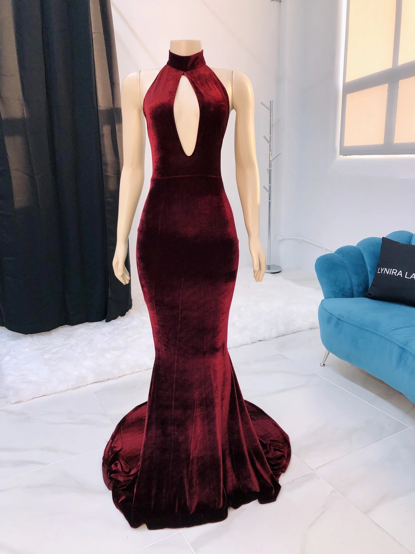 Elegant Burgundy Velvet Long Prom Dress, Mermaid Backless Party Evening Dress US 16 / Burgundy Elegant Burgundy Velvet Long Prom Dress, Mermaid Backless Party Evening Dress US 16 / Burgundy