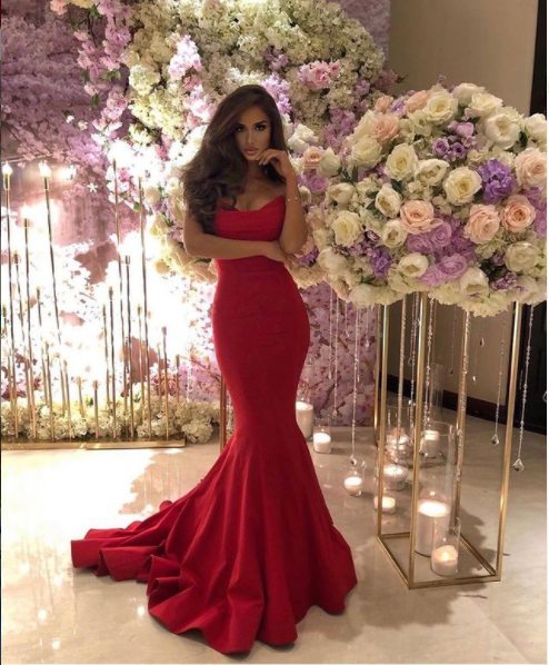 Sexy Long Mermaid Red Prom Dresses Sleeveless Evening Gown Red / US16 Sexy Long Mermaid Red Prom Dresses Sleeveless Evening Gown Red / US16