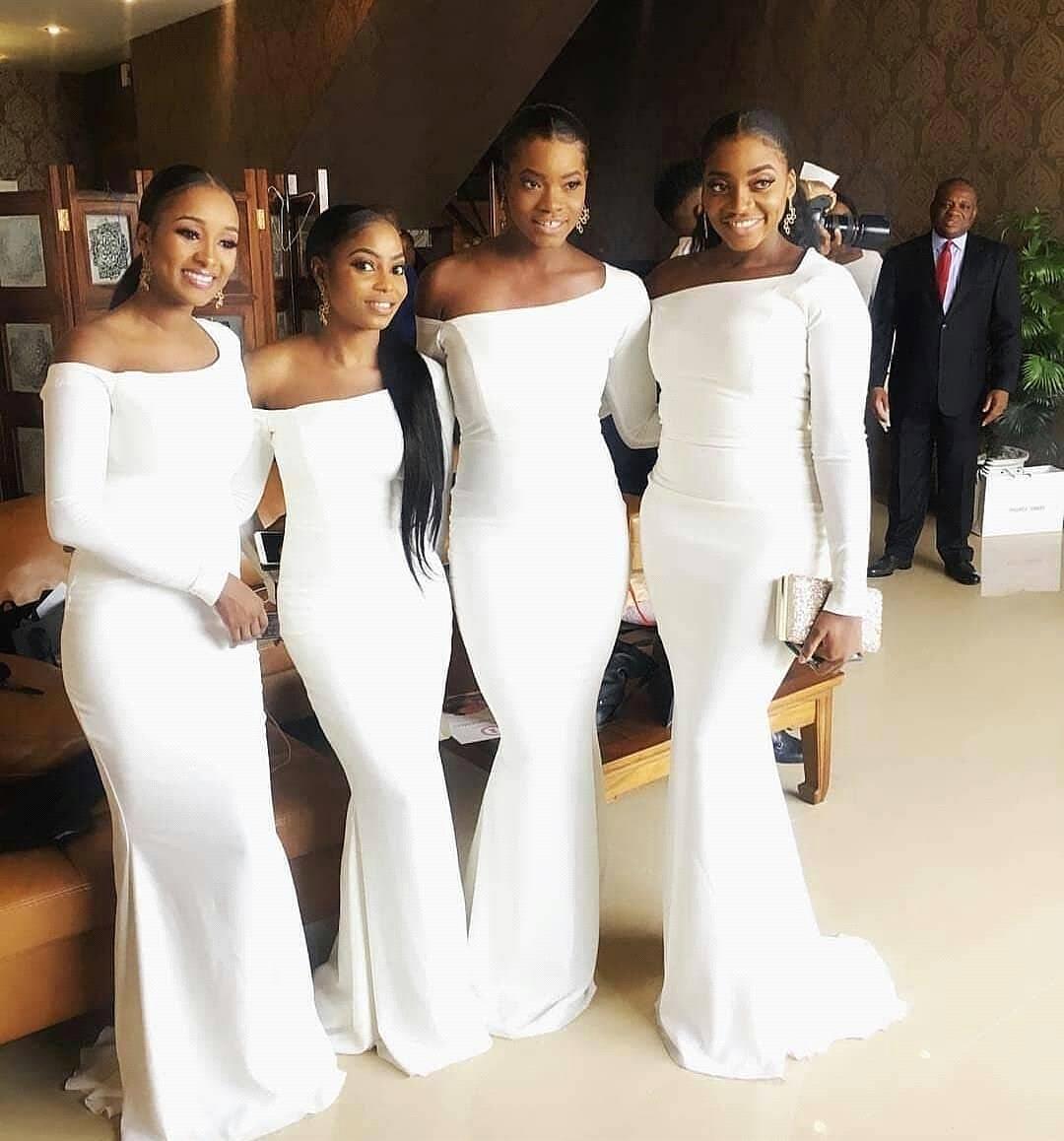 Sexy Mermaid Long Sleeves White Bridesmaid Dresses US6 / Same as Picture Sexy Mermaid Long Sleeves White Bridesmaid Dresses US6 / Same as Picture