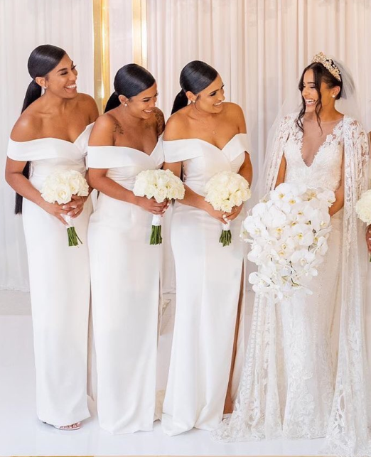 Sexy Mermaid Off the Shoulder White Bridesmaid Dresses Split US2 / Same as Picture Sexy Mermaid Off the Shoulder White Bridesmaid Dresses Split US2 / Same as Picture