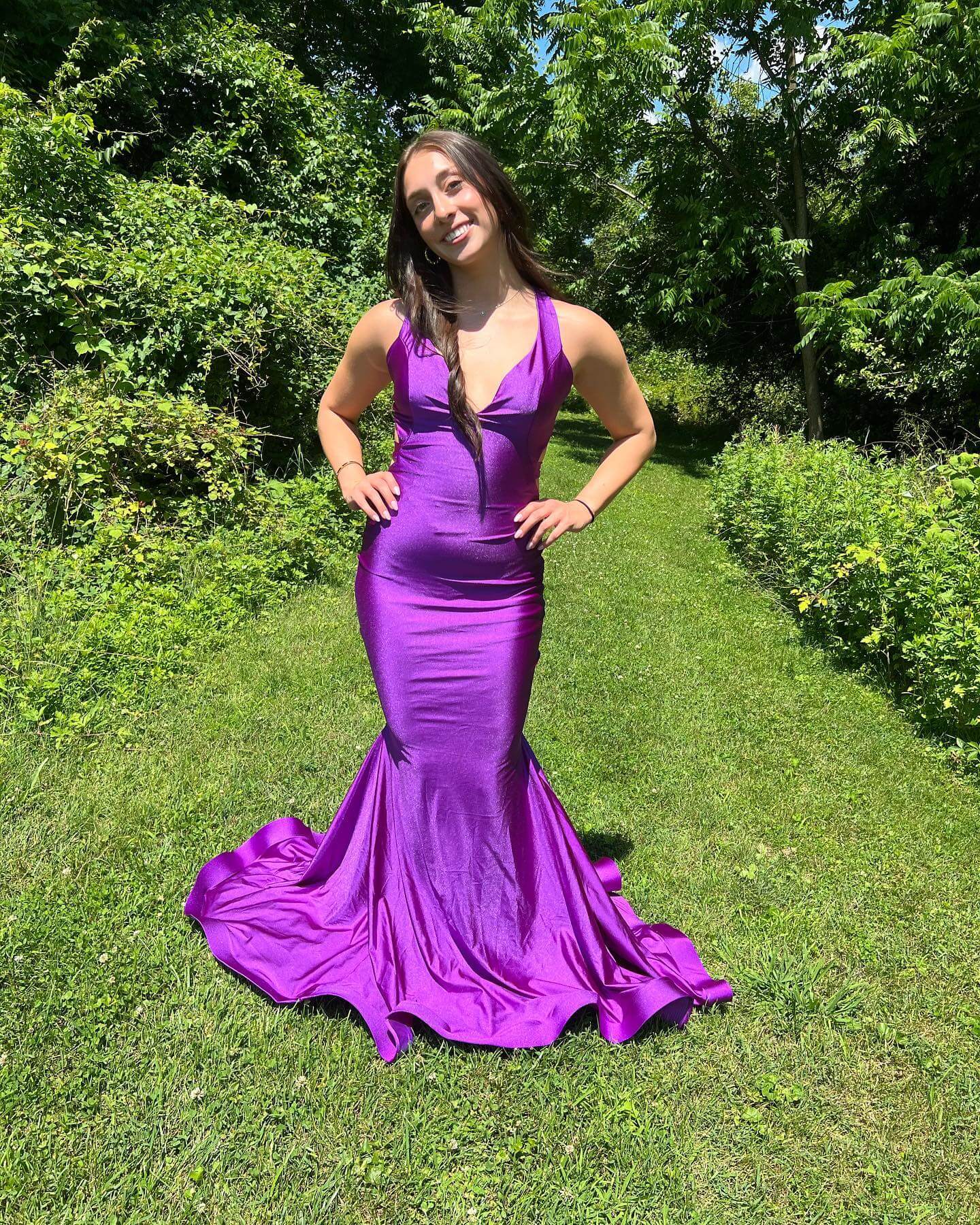 Sexy Mermaid Purple Prom Dresses Simple Long V Neck Formal Dress Custom Color / US14W Sexy Mermaid Purple Prom Dresses Simple Long V Neck Formal Dress Custom Color / US14W