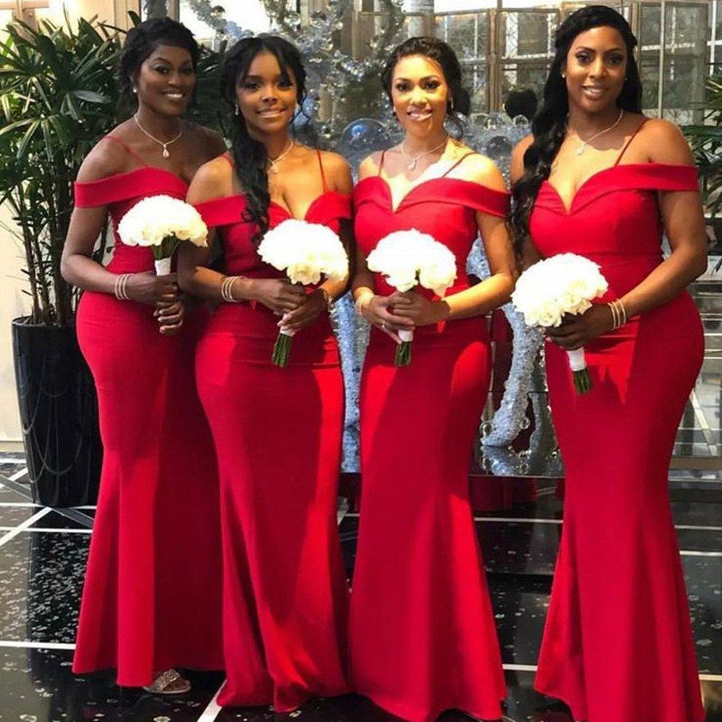 Sexy Sweetheart Off the Shoulder Red Bridesmaid Dresses US10 / Same as picture Sexy Sweetheart Off the Shoulder Red Bridesmaid Dresses US10 / Same as picture
