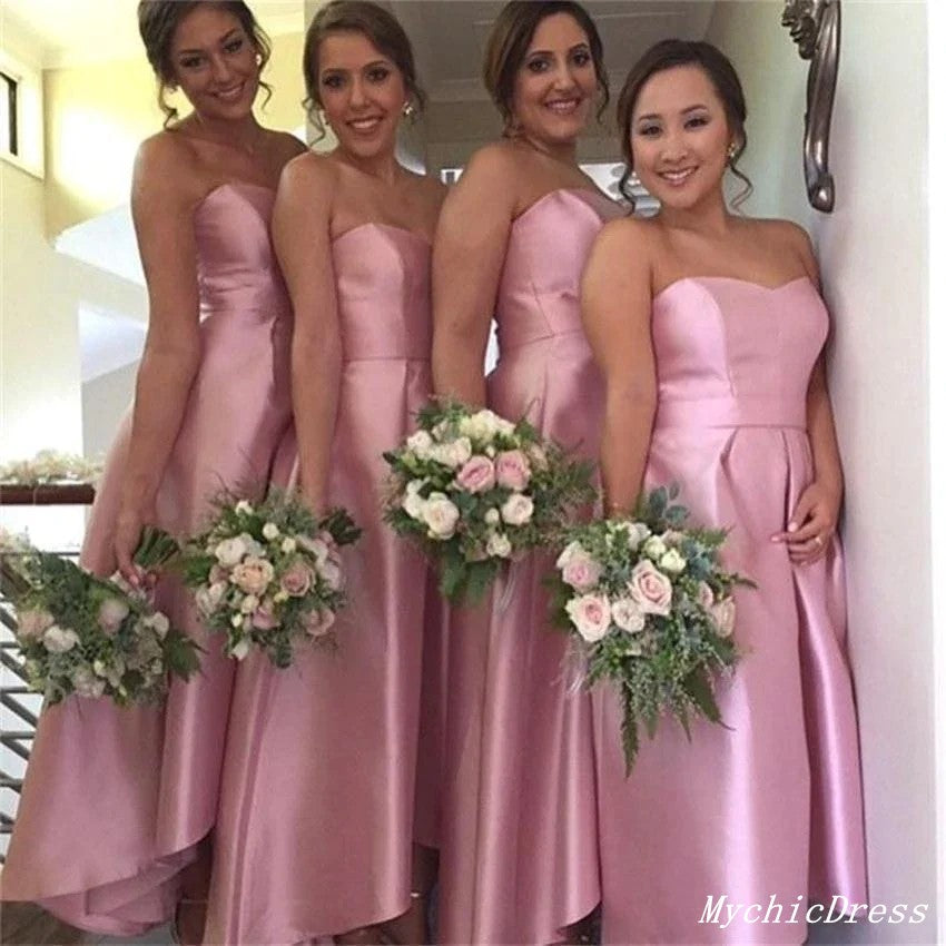 Short Hot Pink Satin Bridesmaid Dresses Sweeteart Simple Wedding Guest Dresses US8 / Custom Color Short Hot Pink Satin Bridesmaid Dresses Sweeteart Simple Wedding Guest Dresses US8 / Custom Color