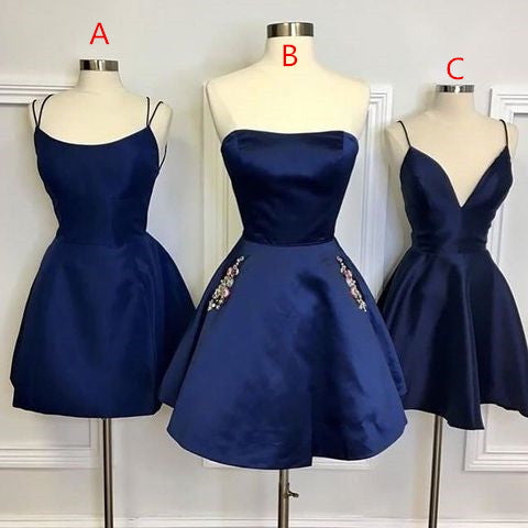 Short Navy Blue Homecoming Dress with Pockets Crystals Cocktail Dress MyChicDress Short Navy Blue Homecoming Dress with Pockets Crystals Cocktail Dress MyChicDress
