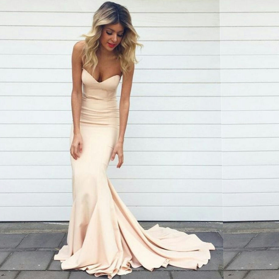 Simple Chiffon Bridesmaid Dresses Mermaid Sweetheart Neck Prom Dresses Custom color / US4 Simple Chiffon Bridesmaid Dresses Mermaid Sweetheart Neck Prom Dresses Custom color / US4