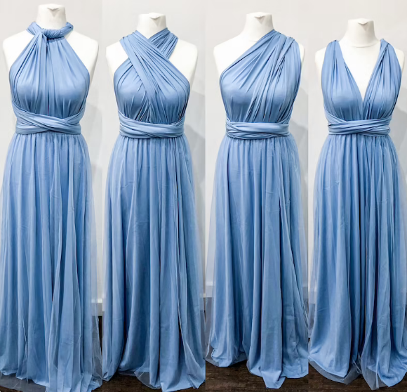 Simple Multiway Infinity Light Blue Bridesmaid Dress for Weddings