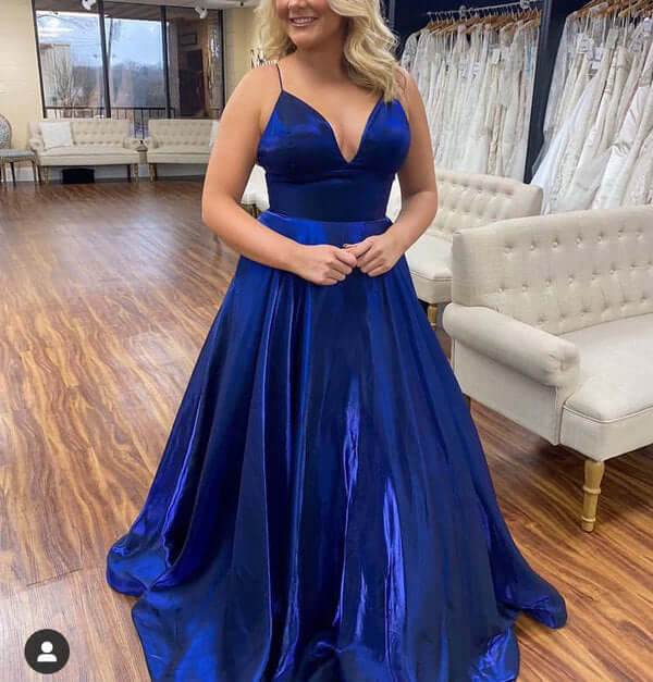 Simple Royal Blue Prom Dresses Plus Size Satin Evening Dresses Green / US0 Simple Royal Blue Prom Dresses Plus Size Satin Evening Dresses Green / US0