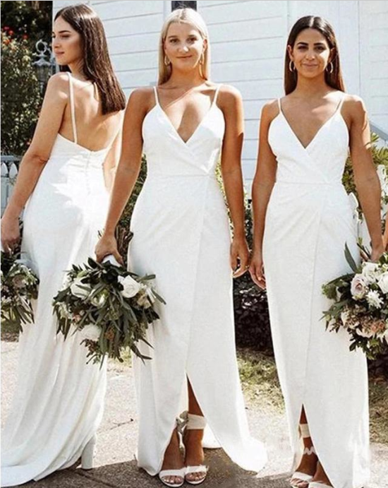 Simple white bridesmaid dresses discount