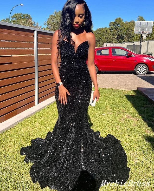 Black Prom Dress Black Lace Piece Dress Black Girl Black Prom Two