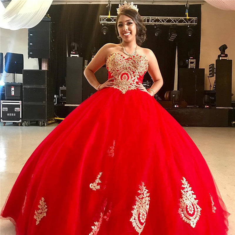bright red quince dress Strapless Bell Sleeve Quinceanera Dress by Rachel Allan RQ2178 26W / Red