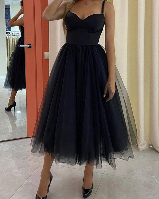 Tea Length Sweetheart Corset Tulle Little Black Dresses For Wedding Guest US4 / Same as Picture Tea Length Sweetheart Corset Tulle Little Black Dresses For Wedding Guest US4 / Same as Picture