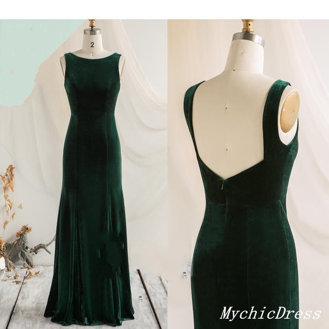 Winter Emerald Green Bridesmaid Dresses Velvet Mermaid Wedding Guest Dress Emerald Green / US10 Winter Emerald Green Bridesmaid Dresses Velvet Mermaid Wedding Guest Dress Emerald Green / US10