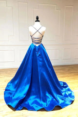 2024 Cheap UK A Line Prom Dresses Royal Blue Simple Evening Dresses