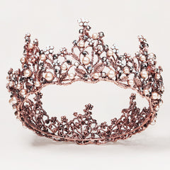 New Fashion Crystal Pearls Bridal Tiara For Wedding Vintage Shiny Quinceanera Crowns