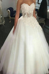 Gorgeous A Line Sweetheart Vintage Lace Wedding Dresses Tulle Lace Up Back
