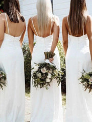 Simple White Bridesmaid Dresses V Neck Sleeveless Boho Wedding Guest Dress