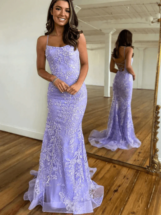 Cheap Long Purple Lace Prom Dresses UK Mermaid Formal Dresses
