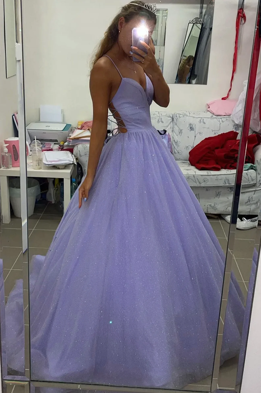 Purple Tulle Long Prom Dress A-Line