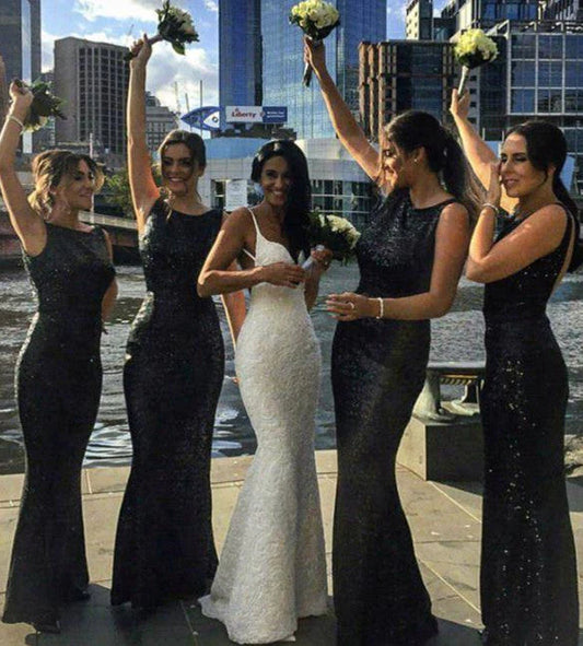 2023 Wedding Trend Alert : Black Satin Bridesmaid Dresses