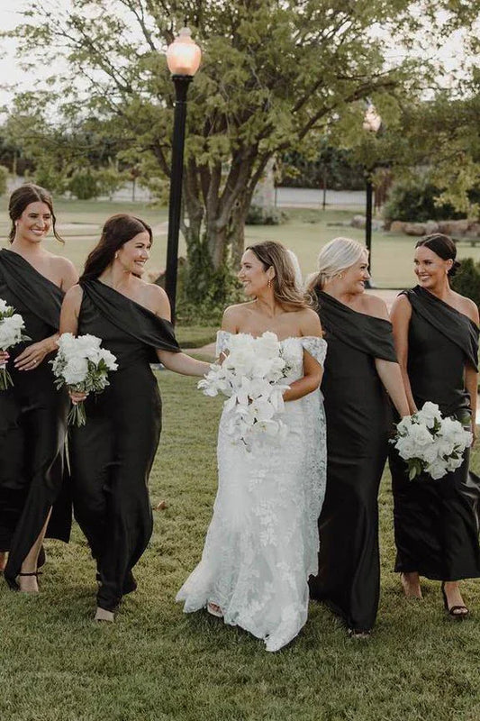 Killer Black Satin Bridesmaid Dresses That Everyone Will Love