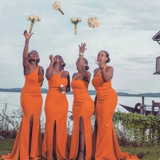 orange wedding guest dresses