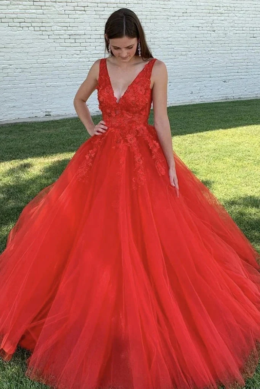 red prom dress long