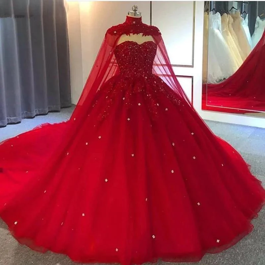 red ball gown wedding dresses