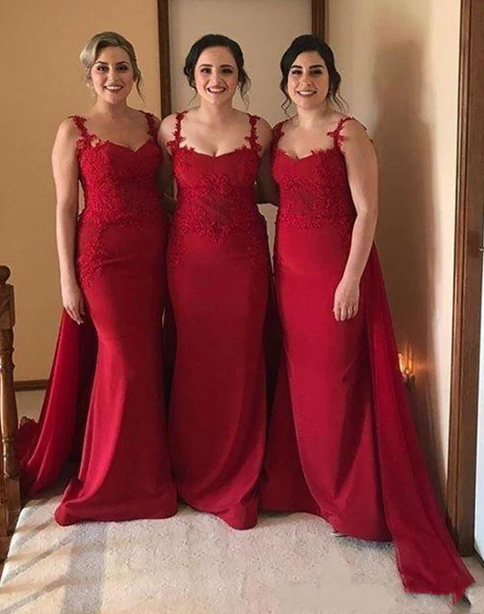 red lace bridesmaid dresses