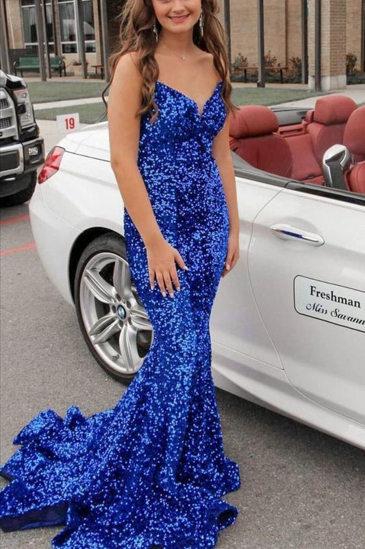 royal blue prom dresses sequin 2022