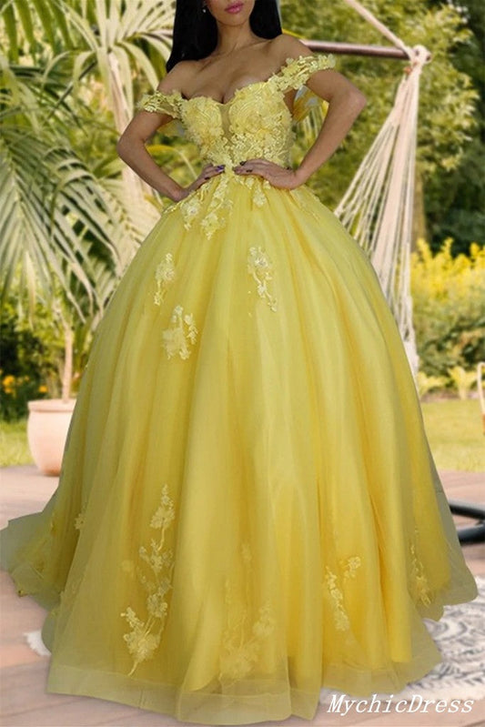 yellow lace prom dresses
