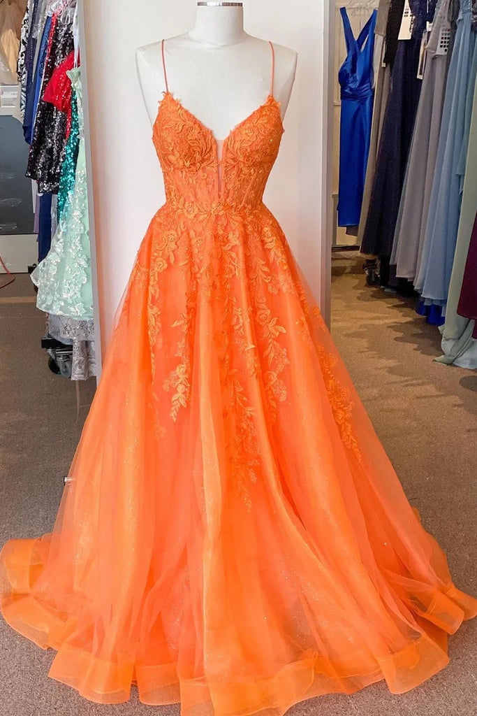 2024 Corset Orange Prom Dress