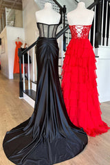 2025 Hot Pink Corset Long Prom Dresses Ruffle Sweetheart Lace Chiffon - MyChicDress