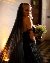 2025 Princess Black Gothic Wedding Dresses with Sequin Lace Applique - MyChicDress