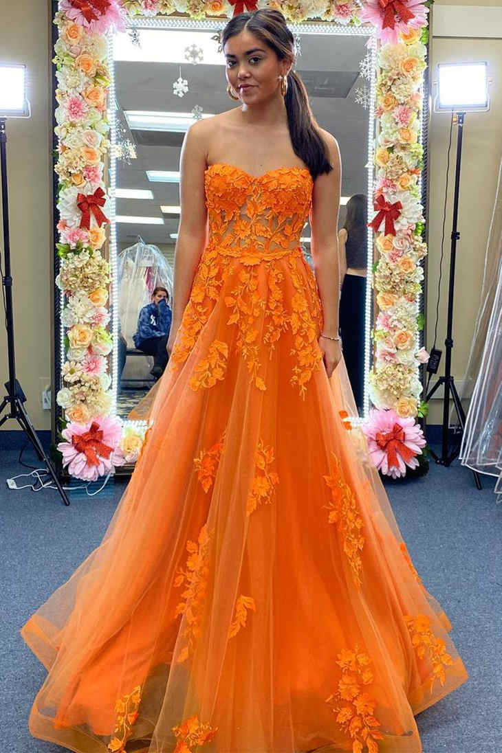 Sexy Deep V Neck Orange Chiffon Open Back Prom Dresses, Backless Orang –  morievent