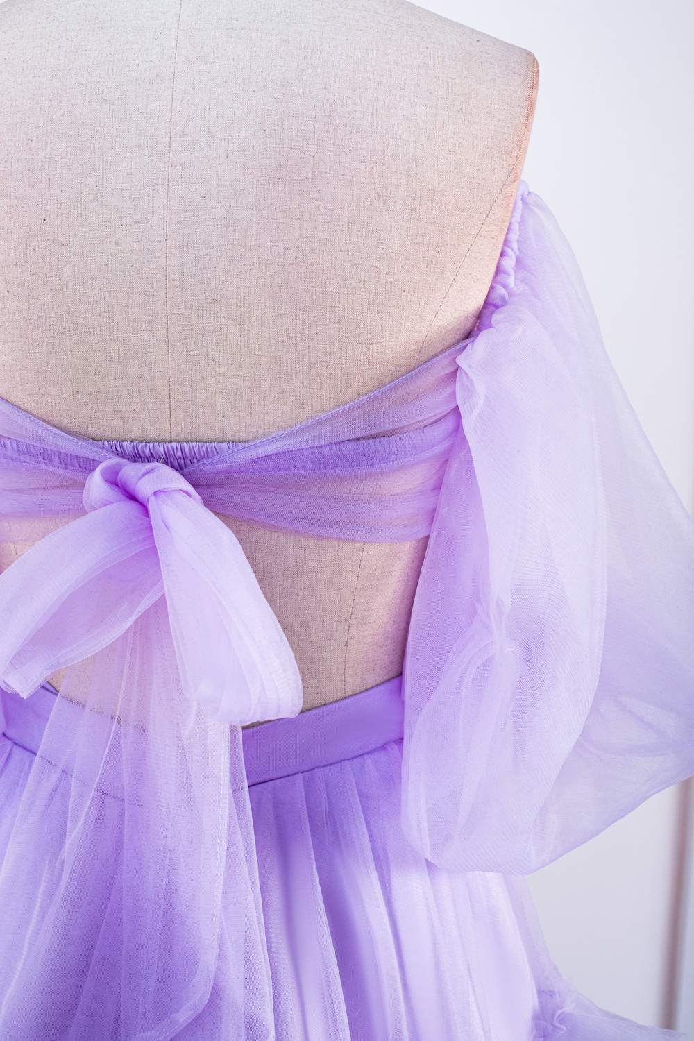 2 Piece Lavender Prom Dress Tulle Off the shoulder with Ruffles