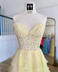 2025 Hot Pink Corset Long Prom Dresses Ruffle Sweetheart Lace Chiffon - MyChicDress