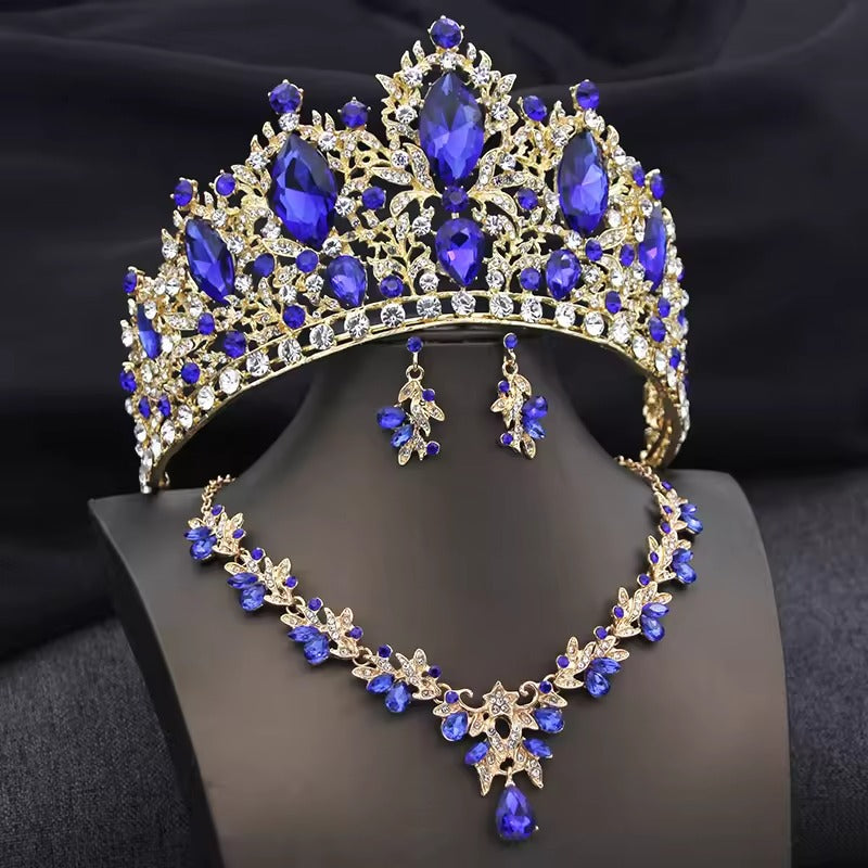 3PCS  Crystal Crown Bridal Jewelry Sets Wedding Tiaras Set for Women