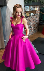 A Line Red Knee Length Homecoming Dress Satin Corset