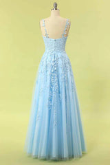 A-Line V Neck Formal Wedding Guest Dress Lavender Lace Long