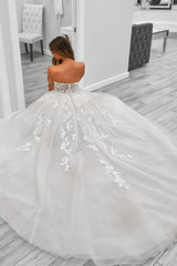 A-Line Beach Wedding Dresses Lace Sweetheart Tulle