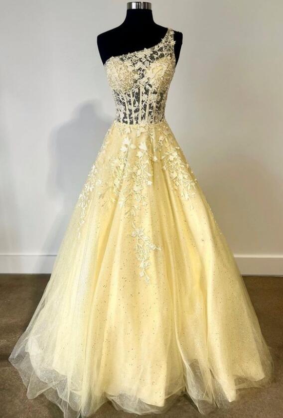 One-Shoulder Lace Prom Dresses 2024