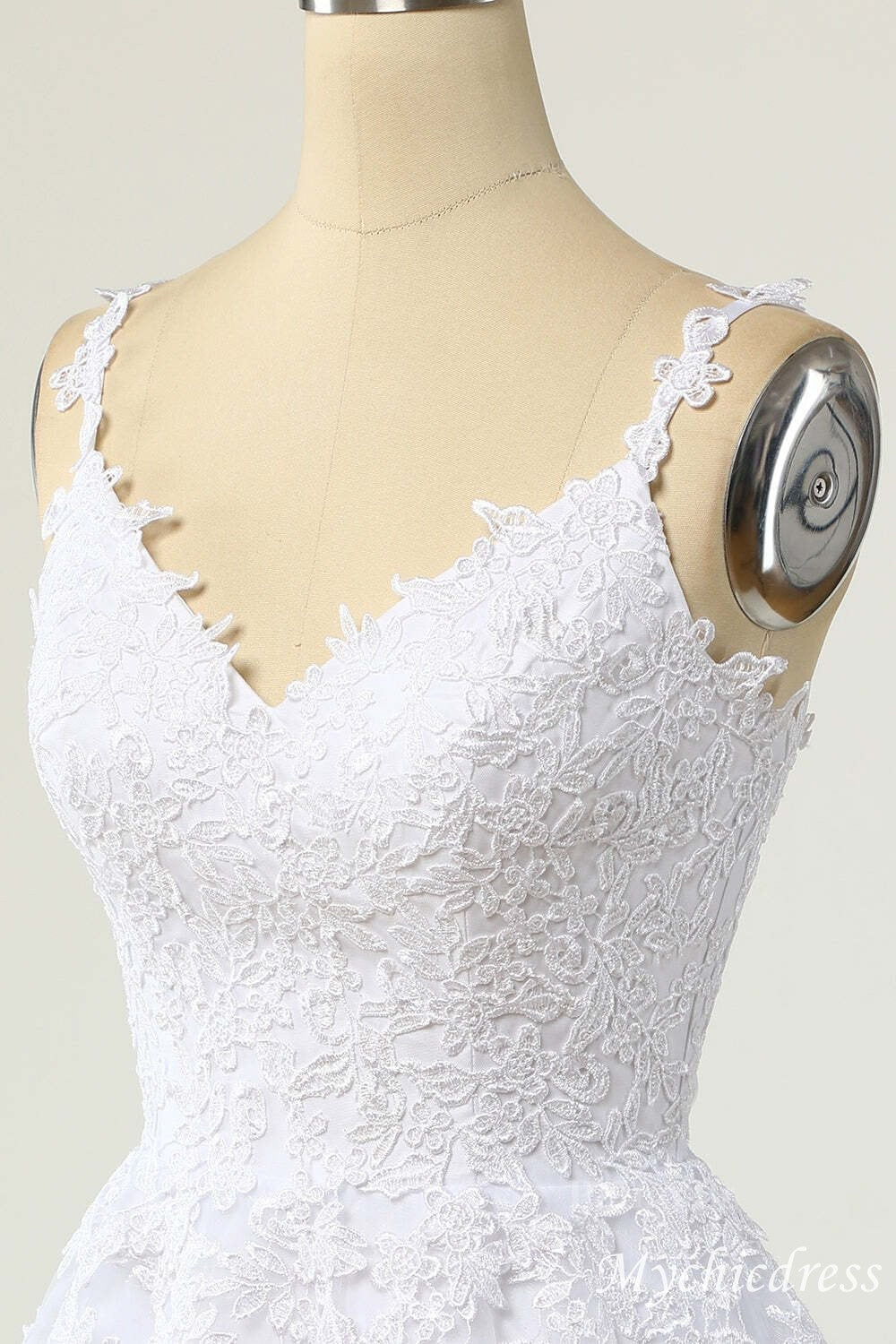 A-Line White Short 2025 Graduation Dresses Lace Homecoming Dress - MyChicDress