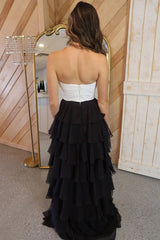 A-Line Strapless Tiered Green Formal Dress V-Neck Layered Prom Gown Chiffon