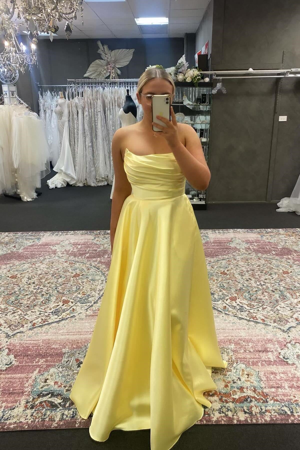 A-line Sage Green Wedding Guest Dress Strapless Satin Long Formal Gown
