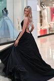 A Line Black Lace Prom Dress Long Gothic Wedding Dresses