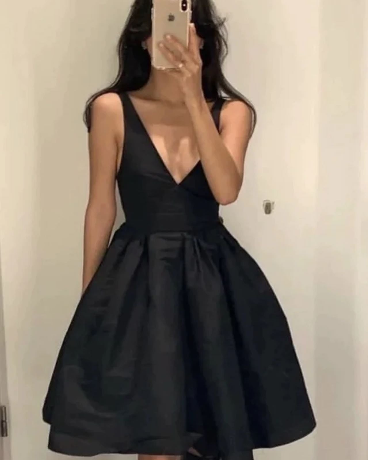 Satin Black Homecoming Dress