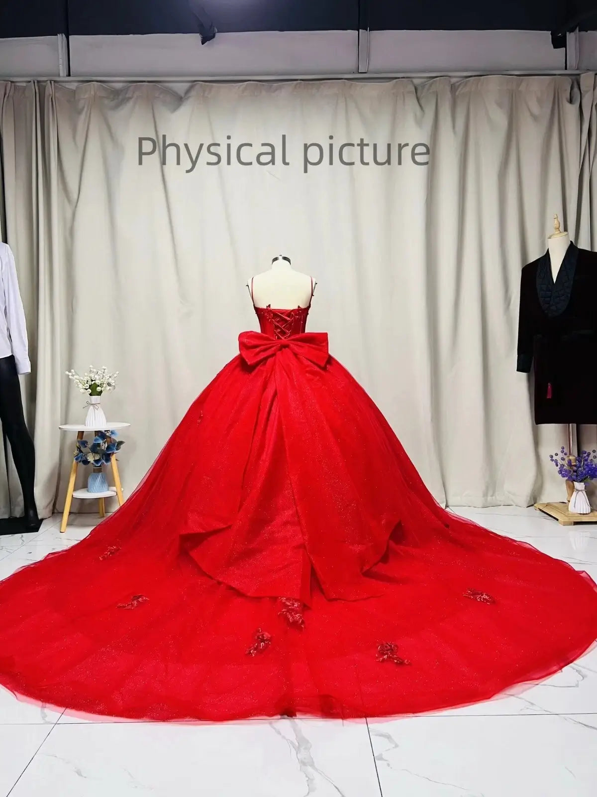 Ball Gown Straps Quinceanera Dresses Red Glitter Sweet 16 Birthday Dress
