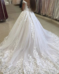Ball Gown Off Shoulder Lace Applique Wedding Dresses 2024