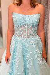 Ball Gown Strapless Purple Violet Prom Dress Lace Long Formal Gown - MyChicDress